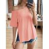 imageCicy Bell Womens Oversized TShirts Short Sleeve Summer Casual One Shoulder Tops Side Split Loose Fit TeesPink