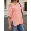 imageCicy Bell Womens Oversized TShirts Short Sleeve Summer Casual One Shoulder Tops Side Split Loose Fit TeesPink