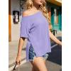 imageCicy Bell Womens Oversized TShirts Short Sleeve Summer Casual One Shoulder Tops Side Split Loose Fit TeesViolet