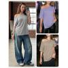 imageCicy Bell Womens Oversized TShirts Short Sleeve Summer Casual One Shoulder Tops Side Split Loose Fit TeesViolet