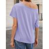 imageCicy Bell Womens Oversized TShirts Short Sleeve Summer Casual One Shoulder Tops Side Split Loose Fit TeesViolet