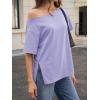 imageCicy Bell Womens Oversized TShirts Short Sleeve Summer Casual One Shoulder Tops Side Split Loose Fit TeesViolet