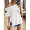 imageCicy Bell Womens Oversized TShirts Short Sleeve Summer Casual One Shoulder Tops Side Split Loose Fit TeesWhite