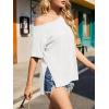 imageCicy Bell Womens Oversized TShirts Short Sleeve Summer Casual One Shoulder Tops Side Split Loose Fit TeesWhite