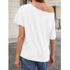 imageCicy Bell Womens Oversized TShirts Short Sleeve Summer Casual One Shoulder Tops Side Split Loose Fit TeesWhite