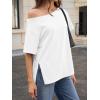 imageCicy Bell Womens Oversized TShirts Short Sleeve Summer Casual One Shoulder Tops Side Split Loose Fit TeesWhite