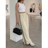 imageCicy Bell Womens Palazzo Striped Pants Wide Leg High Waisted Baggy Business Casual Side Split Elastic Y2K Lounge TrousersApricot