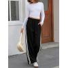 imageCicy Bell Womens Palazzo Striped Pants Wide Leg High Waisted Baggy Business Casual Side Split Elastic Y2K Lounge TrousersBlack