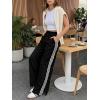imageCicy Bell Womens Palazzo Striped Pants Wide Leg High Waisted Baggy Business Casual Side Split Elastic Y2K Lounge TrousersBlack