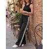 imageCicy Bell Womens Palazzo Striped Pants Wide Leg High Waisted Baggy Business Casual Side Split Elastic Y2K Lounge TrousersBlack Strips