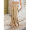 imageCicy Bell Womens Palazzo Striped Pants Wide Leg High Waisted Baggy Business Casual Side Split Elastic Y2K Lounge TrousersKhaki