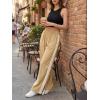 imageCicy Bell Womens Palazzo Striped Pants Wide Leg High Waisted Baggy Business Casual Side Split Elastic Y2K Lounge TrousersKhaki
