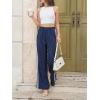imageCicy Bell Womens Palazzo Striped Pants Wide Leg High Waisted Baggy Business Casual Side Split Elastic Y2K Lounge TrousersNavy