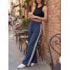 imageCicy Bell Womens Palazzo Striped Pants Wide Leg High Waisted Baggy Business Casual Side Split Elastic Y2K Lounge TrousersNavy