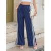 imageCicy Bell Womens Palazzo Striped Pants Wide Leg High Waisted Baggy Business Casual Side Split Elastic Y2K Lounge TrousersNavy