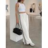 imageCicy Bell Womens Palazzo Striped Pants Wide Leg High Waisted Baggy Business Casual Side Split Elastic Y2K Lounge TrousersWhite