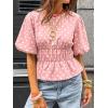 imageCicy Bell Womens Polka Dots Peplum Tops Summer Puff Short Sleeve Round Neck Blouses Trendy Casual ShirtsPink