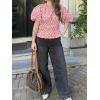 imageCicy Bell Womens Polka Dots Peplum Tops Summer Puff Short Sleeve Round Neck Blouses Trendy Casual ShirtsPink