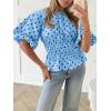 imageCicy Bell Womens Polka Dots Peplum Tops Summer Puff Short Sleeve Round Neck Blouses Trendy Casual ShirtsSky Blue