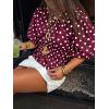 imageCicy Bell Womens Polka Dots Peplum Tops Summer Puff Short Sleeve Round Neck Blouses Trendy Casual ShirtsWine Red
