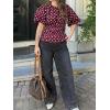 imageCicy Bell Womens Polka Dots Peplum Tops Summer Puff Short Sleeve Round Neck Blouses Trendy Casual ShirtsWine Red