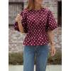 imageCicy Bell Womens Polka Dots Peplum Tops Summer Puff Short Sleeve Round Neck Blouses Trendy Casual ShirtsWine Red