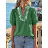 imageCicy Bell Womens Puff Short Sleeve Blouses Summer Casual Dressy Embroidered V Neck Tops Loose Fit Tee ShirtsDark Green