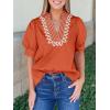imageCicy Bell Womens Puff Short Sleeve Blouses Summer Casual Dressy Embroidered V Neck Tops Loose Fit Tee ShirtsOrange