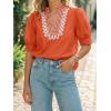 imageCicy Bell Womens Puff Short Sleeve Blouses Summer Casual Dressy Embroidered V Neck Tops Loose Fit Tee ShirtsOrange
