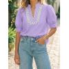 imageCicy Bell Womens Puff Short Sleeve Blouses Summer Casual Dressy Embroidered V Neck Tops Loose Fit Tee ShirtsPale Purple