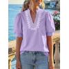 imageCicy Bell Womens Puff Short Sleeve Blouses Summer Casual Dressy Embroidered V Neck Tops Loose Fit Tee ShirtsPale Purple