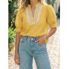 imageCicy Bell Womens Puff Short Sleeve Blouses Summer Casual Dressy Embroidered V Neck Tops Loose Fit Tee ShirtsYellow