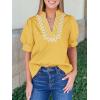 imageCicy Bell Womens Puff Short Sleeve Blouses Summer Casual Dressy Embroidered V Neck Tops Loose Fit Tee ShirtsYellow