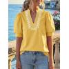 imageCicy Bell Womens Puff Short Sleeve Blouses Summer Casual Dressy Embroidered V Neck Tops Loose Fit Tee ShirtsYellow