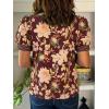 imageCicy Bell Womens Puff Short Sleeve Blouses Summer Casual Dressy V Neck Contrast Stitch Tops Loose Fit ShirtsBurgundy Print