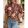 imageCicy Bell Womens Puff Short Sleeve Blouses Summer Casual Dressy V Neck Contrast Stitch Tops Loose Fit ShirtsBurgundy Print