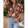 imageCicy Bell Womens Puff Short Sleeve Blouses Summer Casual Dressy V Neck Contrast Stitch Tops Loose Fit ShirtsBurgundy Print