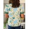 imageCicy Bell Womens Puff Short Sleeve Blouses Summer Casual Dressy V Neck Contrast Stitch Tops Loose Fit ShirtsGreen Print