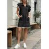 imageCicy Bell Womens Ruffle Cap Sleeve Sweatshirt Dress Summer Oversized V Neck Quarter Zip Mini Dresses Casual Vacation OutfitsBlack