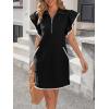 imageCicy Bell Womens Ruffle Cap Sleeve Sweatshirt Dress Summer Oversized V Neck Quarter Zip Mini Dresses Casual Vacation OutfitsBlack