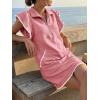 imageCicy Bell Womens Ruffle Cap Sleeve Sweatshirt Dress Summer Oversized V Neck Quarter Zip Mini Dresses Casual Vacation OutfitsDusty Pink