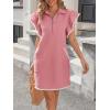 imageCicy Bell Womens Ruffle Cap Sleeve Sweatshirt Dress Summer Oversized V Neck Quarter Zip Mini Dresses Casual Vacation OutfitsDusty Pink
