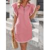 imageCicy Bell Womens Ruffle Cap Sleeve Sweatshirt Dress Summer Oversized V Neck Quarter Zip Mini Dresses Casual Vacation OutfitsDusty Pink