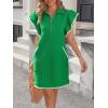 imageCicy Bell Womens Ruffle Cap Sleeve Sweatshirt Dress Summer Oversized V Neck Quarter Zip Mini Dresses Casual Vacation OutfitsGreen
