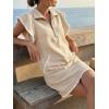 imageCicy Bell Womens Ruffle Cap Sleeve Sweatshirt Dress Summer Oversized V Neck Quarter Zip Mini Dresses Casual Vacation OutfitsLight Khaki