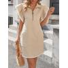 imageCicy Bell Womens Ruffle Cap Sleeve Sweatshirt Dress Summer Oversized V Neck Quarter Zip Mini Dresses Casual Vacation OutfitsLight Khaki