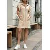 imageCicy Bell Womens Ruffle Cap Sleeve Sweatshirt Dress Summer Oversized V Neck Quarter Zip Mini Dresses Casual Vacation OutfitsLight Khaki