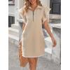 imageCicy Bell Womens Ruffle Cap Sleeve Sweatshirt Dress Summer Oversized V Neck Quarter Zip Mini Dresses Casual Vacation OutfitsLight Khaki