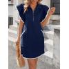 imageCicy Bell Womens Ruffle Cap Sleeve Sweatshirt Dress Summer Oversized V Neck Quarter Zip Mini Dresses Casual Vacation OutfitsNavy