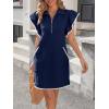 imageCicy Bell Womens Ruffle Cap Sleeve Sweatshirt Dress Summer Oversized V Neck Quarter Zip Mini Dresses Casual Vacation OutfitsNavy